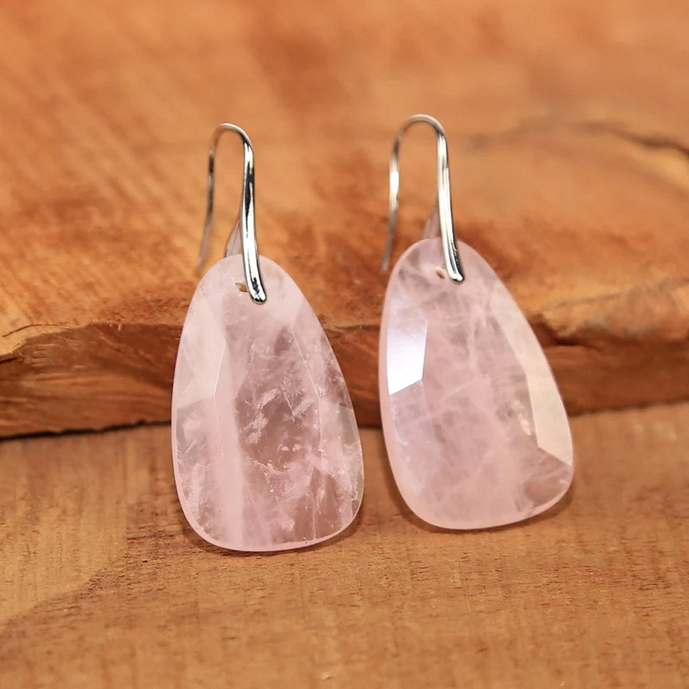 Boucles d&#39;oreilles &quot;Douceur&quot; en Quartz Rose