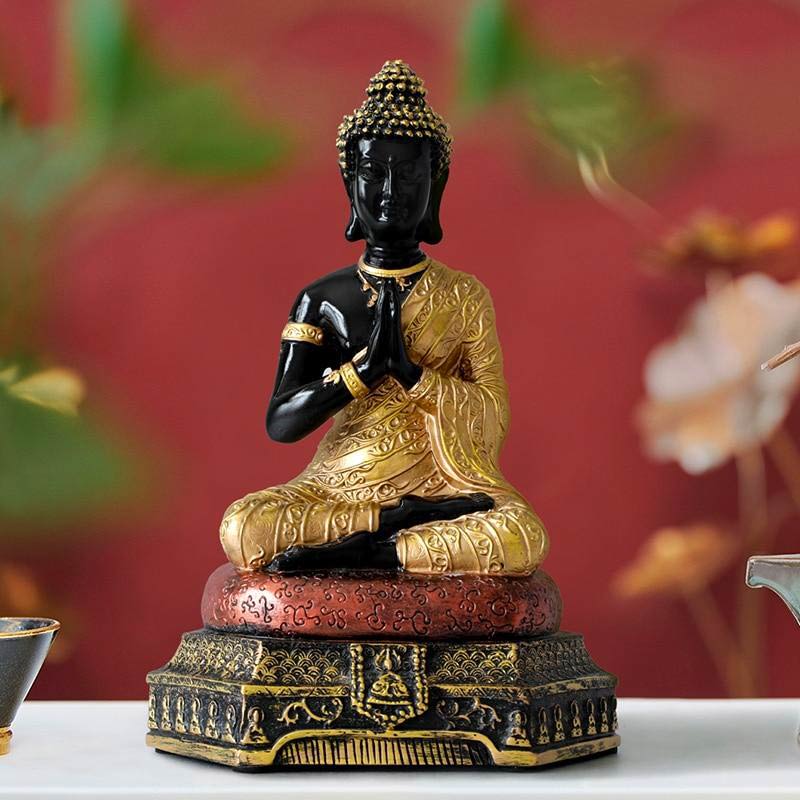 SHIVAJI ARTS Statuette de Bouddha rieur, 20,3 cm, statue de Bouddha debout  de grande taille, Bouddha heureux pour la richesse et la paix, Bouddha